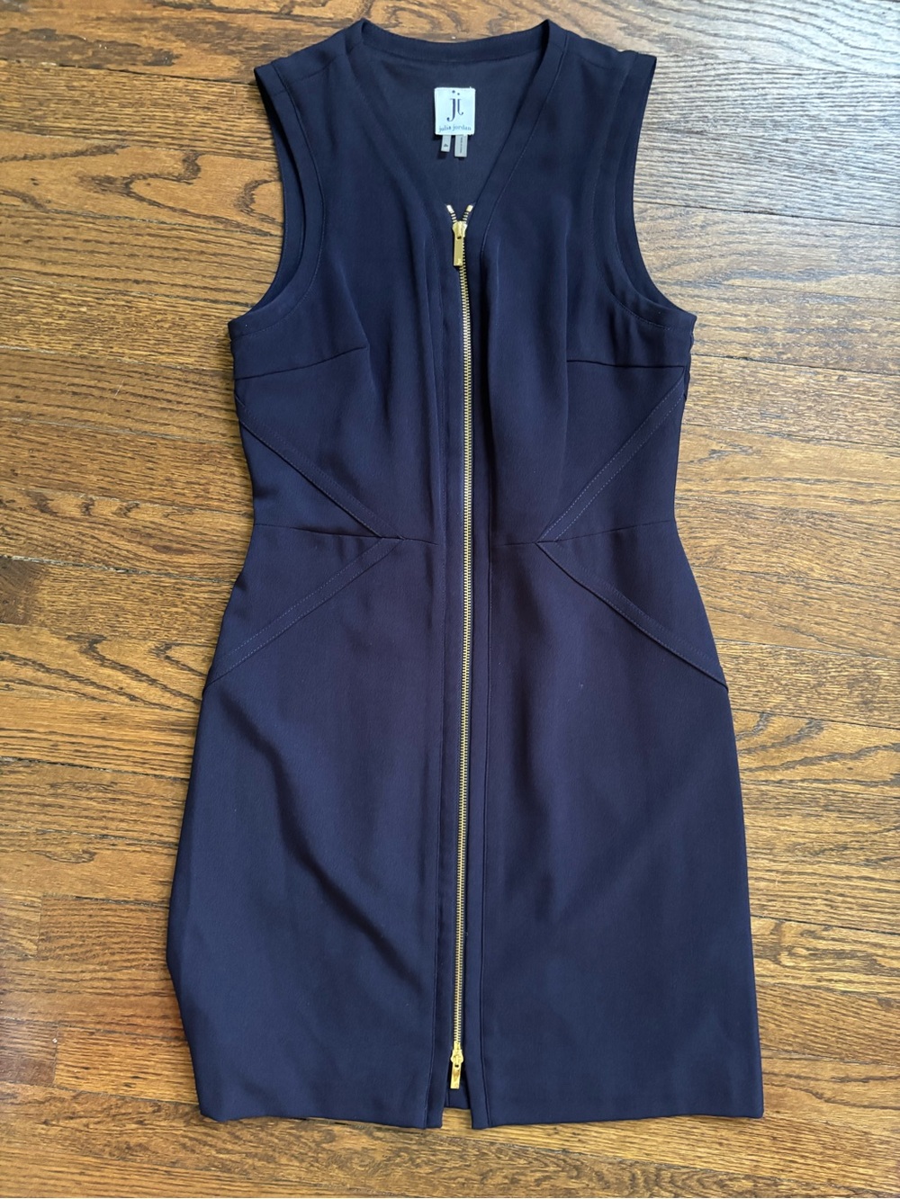 julia jordan Navy Sleeveless Zip-Front Sheath Dress